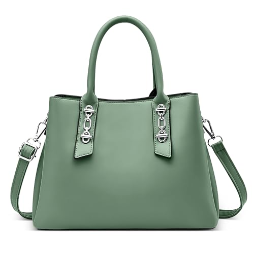 POSSOBAG Mode Einfach Damen Handtasche Umhängetasche Elegante PU Leder Henkeltasche Mehrere Taschen Schultertasche mit Top Griff für Frauen Reise Einkaufen Arbeit Urlaub Casual Mittlere Grün A von POSSOBAG