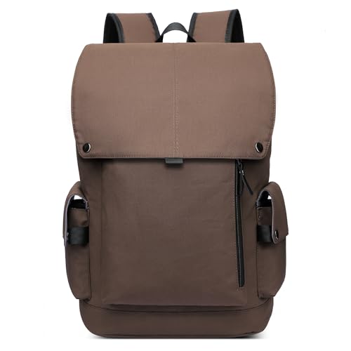 POSSOBAG Retro Rucksack Herren Wasserdicht Mode Groß Kapazität Schultasche 15,6 Zoll Laptop-Rucksack Lässiger Leichter College Daypack für Männer Reisen Business Arbeit Wandern Camping Braun von POSSOBAG