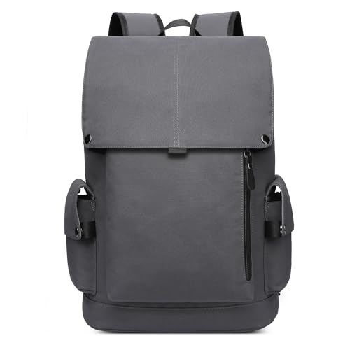 POSSOBAG Retro Rucksack Herren Wasserdicht Mode Groß Kapazität Schultasche 15,6 Zoll Laptop-Rucksack Lässiger Leichter College Daypack für Männer Reisen Business Arbeit Wandern Camping Grau von POSSOBAG