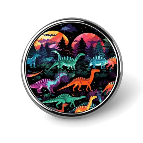 Runde Brosche aus hochwertiger Aluminiumlegierung, bunte Dinosaurier-Brosche, Geschenk, Zubehör, leichtes Metall-Emblem für Männer und Frauen, langlebig und modisch, Anstecknadel für Hut, Jacke Runde Brosche aus hochwertiger Aluminiumlegierung, bunte Dinosaurier-Brosche, Geschenk, Zubehör, leichtes Metall-Emblem für Männer und Frauen, langlebig und modisch, Anstecknadel für Hut, Jacke von POTSCBVW