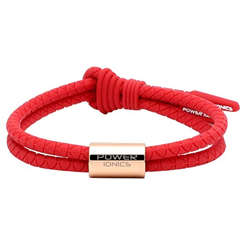 Power Ionics Balance-Armbänder für Herren, Schutzarmband, rote Silikonarmbänder, Roségold Ring, 26 cm, geeignet für Handgelenke von 12–23 cm von Power Ionics