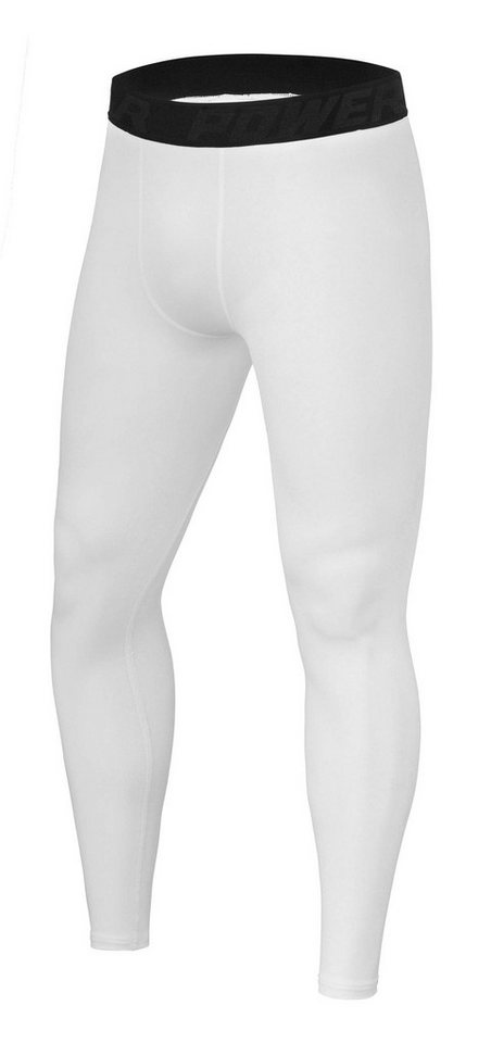 POWERLAYER Lauftights PowerLayer Herren Kompressionshose Lang - Weiss (1-tlg) von POWERLAYER