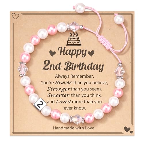 POWWA Geschenk Mädchen 2 Jahre, Geschenk 2 Jahre Mädchen Geburtstag Armband Mädchen Personalisiert für 2 Jährige Mädchen 2 Year Old Girl Birthday Gift von POWWA