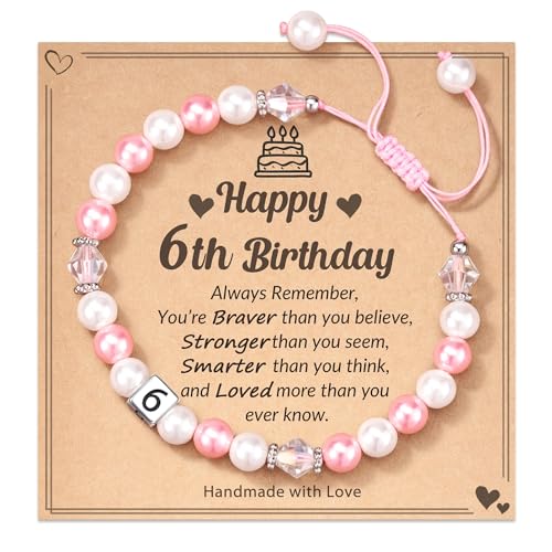 POWWA Geschenk Mädchen 6 Jahre, Geschenk 6 Jahre Mädchen Geburtstag Armband Mädchen Personalisiert für 6 Jährige Mädchen 6 Year Old Girl Birthday Gift von POWWA