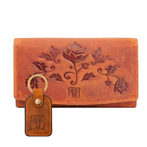 Damen Leder Geldbörse und Schlüsselanhänger, orange GESCHENKSET Paolo Peruzzi ZUP-104-OR von PP PAOLO PERUZZI collection