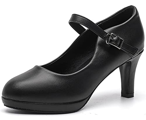 PPXID Damen Mary Jane Pumps Plateau Klassiker High Heels Kleidschuhe,Schwarz,40 EU von PPXID