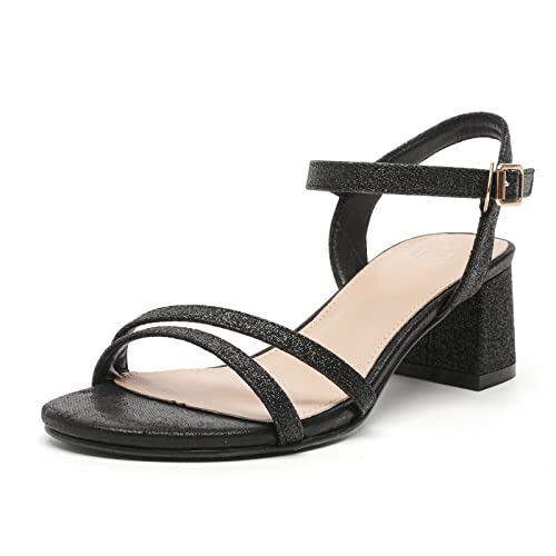 PPXID Damen Sandalen mit Absatz Sommer Glitzer Sandaletten,Schwarz,39 EU von PPXID