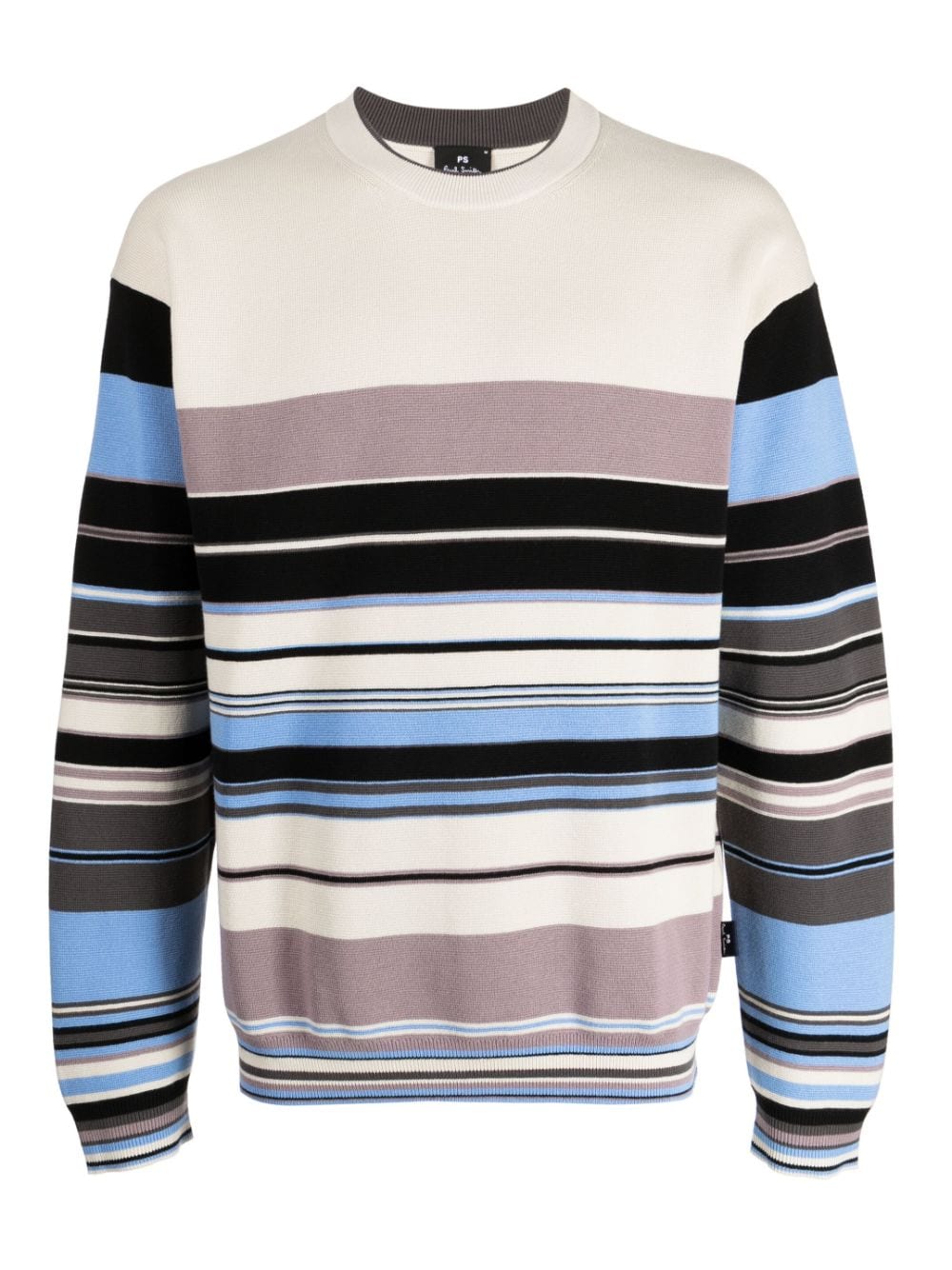 PS Paul Smith Gestreifter Intarsien-Pullover - Weiß von PS Paul Smith