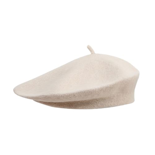 PSOWQ 1 Stück Französischen Beret Damen Baskenmütze Klassishe KüNstler Barrett Mütze Mode Basken Mütze für Herren Kleid Mütze Barette WintermüTze Barett Franzosen für Herbst/Winter-Weiß,58cm von PSOWQ