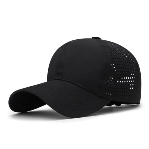 PSOWQ 1 Stück Mesh Baseball Kappe, Atmungsaktive Schnell Trocknend Basecap, Masche Freizeit UV Baseballmütze Sport Cap Verstellbar - Schwarz von PSOWQ