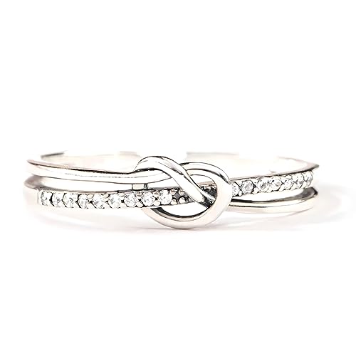 PSOWQ 925 Sterling Silber Ringe Frauen Liebesknoten Ringe für verstellbare offene Finger Federringe Schmuck Geschenke gekreuzte Ringe für Frauen mit Zirkonia von PSOWQ