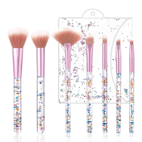 Schminkpinsel Set für Mädchen, Crystal Sparkles Powder Foundation-Pinsel Makelloser Puderpinsel, Makeup Brushes Kosmetikpinsel für Augenpinsel Lippen Foundation Eyeshadow Bürsten(7-teiliges) von PSOWQ