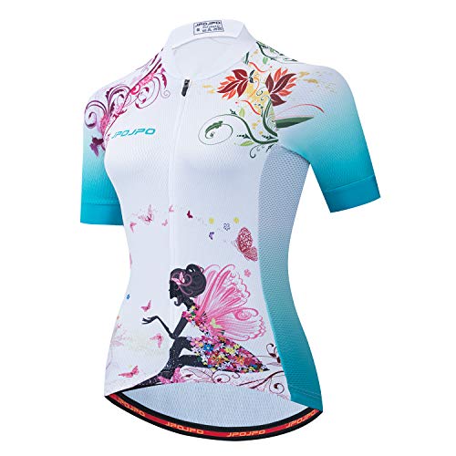 Damen Radtrikot Bike Shirt Kurzarm Fahrradbekleidung MTB Fahrradjacke Schnelltrocknende Tops S-3XL, Jp2022, Large von PSPORT