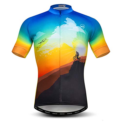 Herren Radtrikot Mountainbike Jersey Tops Sommer Fahrrad Shirt Atmungsaktiv Fahrrad Wear Pro Radsport Kleidung, A3cf0062, XX-Large von PSPORT