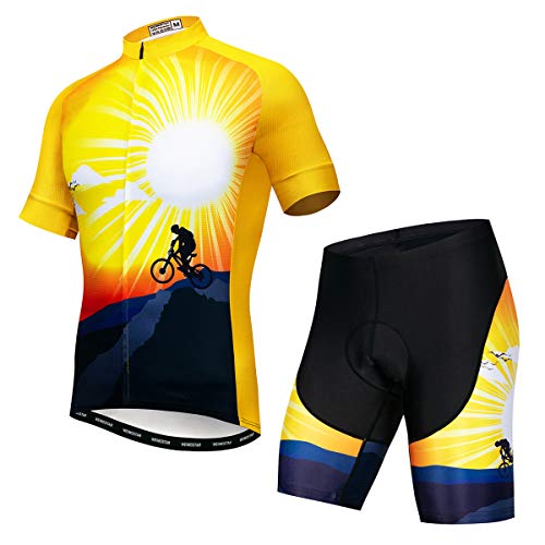 PSPORT Herren Radtrikot Set Kurzarm Fahrradbekleidung 3D Gel Gepolstert Fahrradbekleidung Gr. X-Large, Ecf0064 von PSPORT