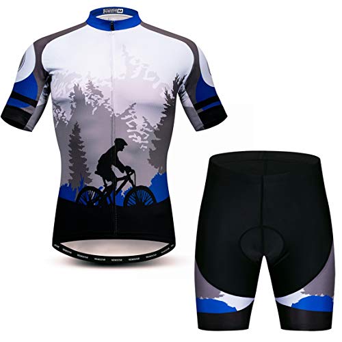 Radtrikot Set Herren Atmungsaktiv Fahrradanzug Mountainbike Bekleidung MTB Trikot Quick Dry, 18, XXXL von PSPORT