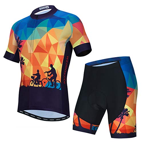 Radtrikot Set Herren Atmungsaktiv Fahrradanzug Mountainbike Bekleidung MTB Trikot Quick Dry, 4, XXXL von PSPORT