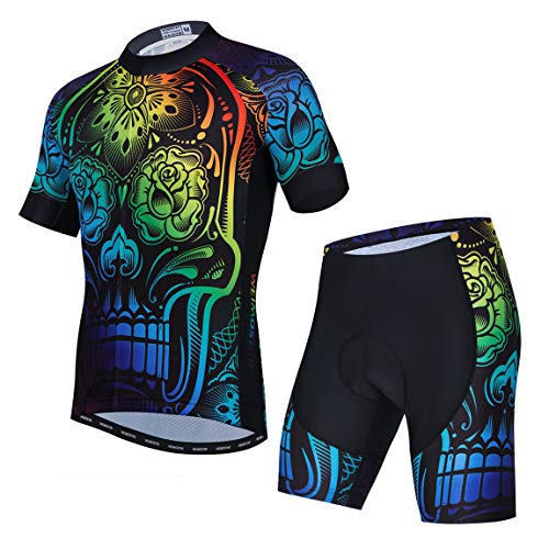 Radtrikot Set Männer Atmungsaktiv Fahrradanzug Mountainbike Kleidung MTB Jersey Schnell Trocken, 13, XXL von PSPORT