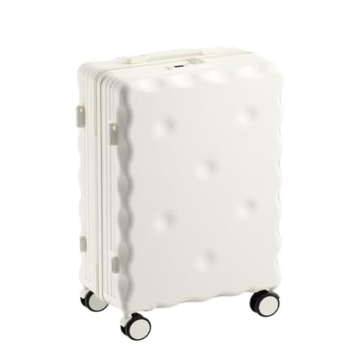 PSUFURV Trolley-Koffer Gepäck 20-Zoll-Boarding-Koffer for Männer und Frauen Kleiner Leichter Koffer Leiser Koffer Koffer Reisekoffer (Color : White, Size : 20in) von PSUFURV