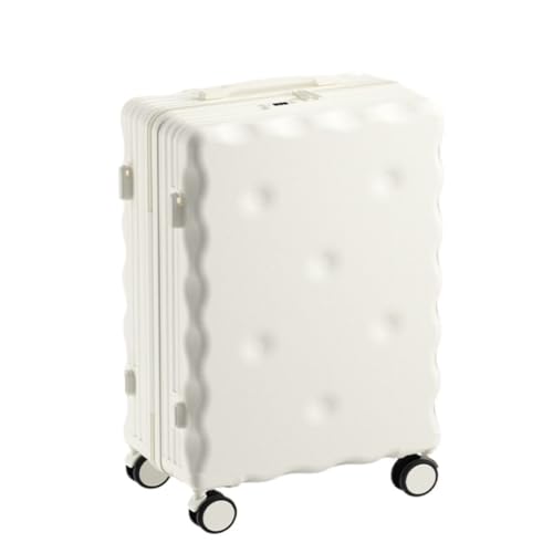 PSUFURV Trolley-Koffer Gepäck 20-Zoll-Boarding-Koffer for Männer und Frauen Kleiner Leichter Koffer Leiser Koffer Koffer Reisekoffer (Color : White, Size : 24in) von PSUFURV