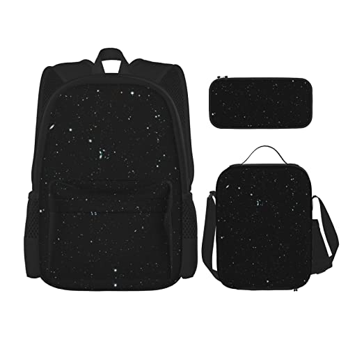 Schwarz Glitzer Rucksack Set Dreiteilige Tasche Rucksack Crossbody Lunchtasche Pencil Bag Set Jungen und Mädchen Schultaschen, Schwarz Glitzer, Einheitsgröße, Schwarz Glitter, Einheitsgröße von PSVOD