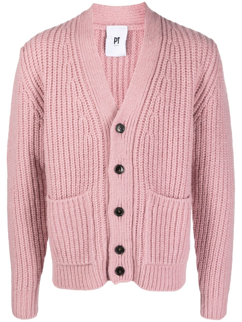 PT Torino Gerippter Cardigan mit V-Ausschnitt - Rosa von PT Torino