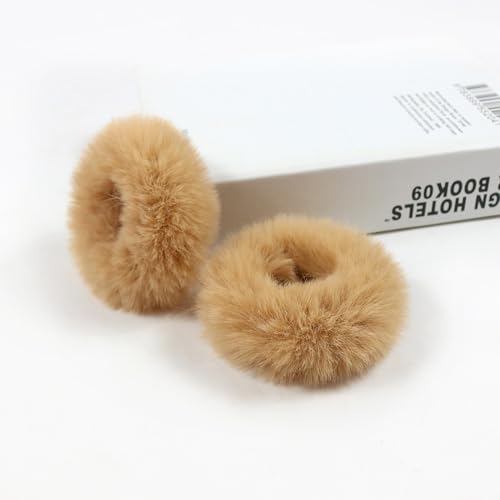 10 Stück Plüsch Haargummis Flauschige Elastische Haargummis Scrunchies Haarbänder Haarschmuck Haarbänder Seil Pferdeschwanzhalter Haarzubehör für Mädchen Damen Frauen Baby Kinder-Kamel von PTNKUIIY