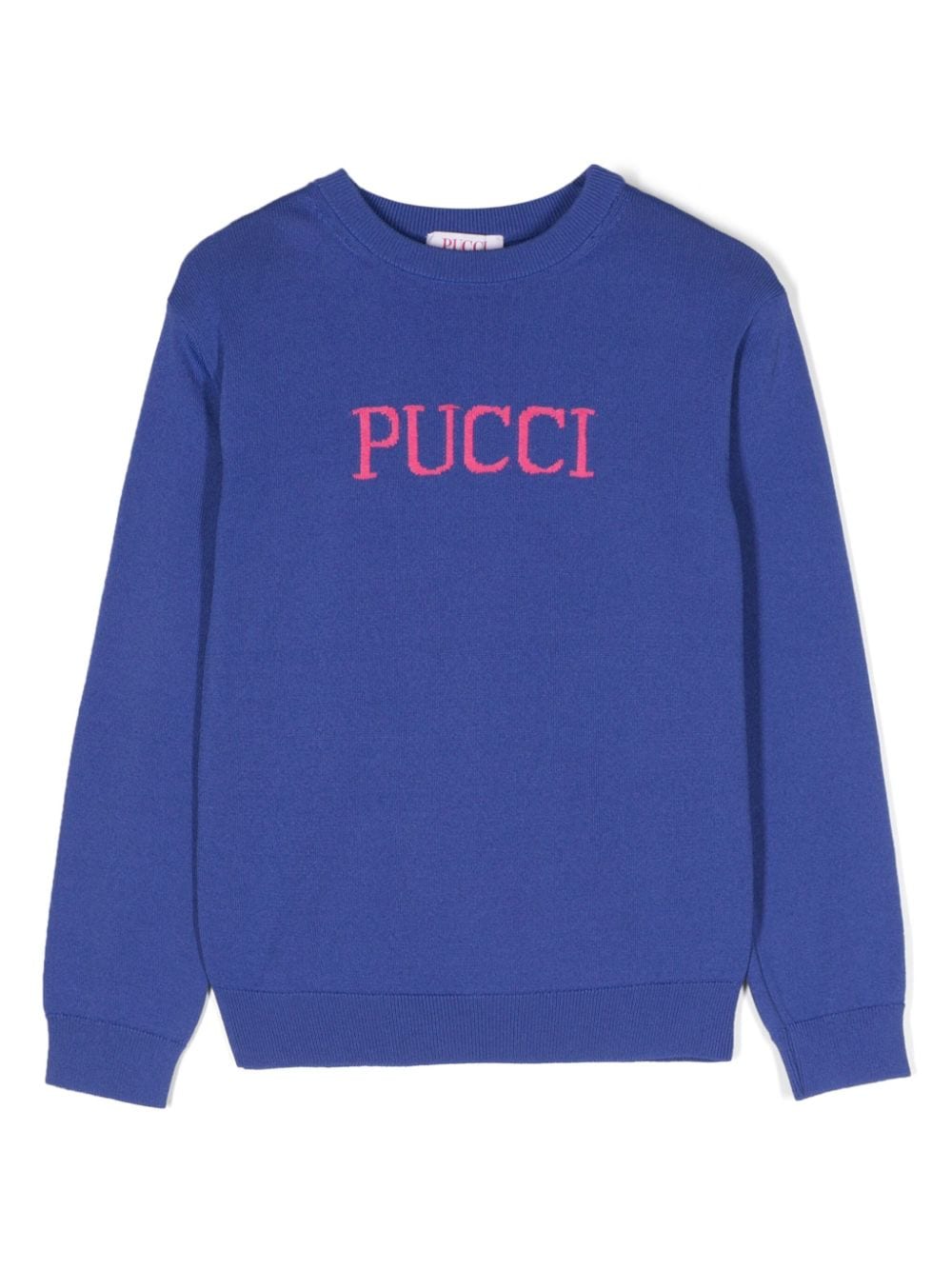 PUCCI Junior Intarsien-Pullover mit Logo - Blau von PUCCI Junior