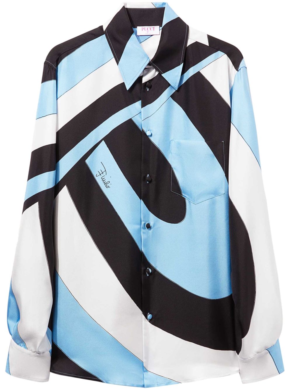 PUCCI Seidenbluse mit abstraktem Print - Blau von PUCCI