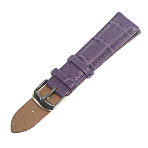 PUCHEN Buntes Leder-Uhrenarmband, 12mm – 22mm, Ersatzarmband für Herren und Damen, Uhrenzubehör, Lila, 22mm von PUCHEN