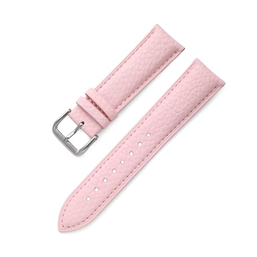 PUCHEN Mehrfarbiges Leder-Uhrenarmband, 12mm – 24mm, Ersatzarmband, Uhrenzubehör, Rosa, 14mm von PUCHEN