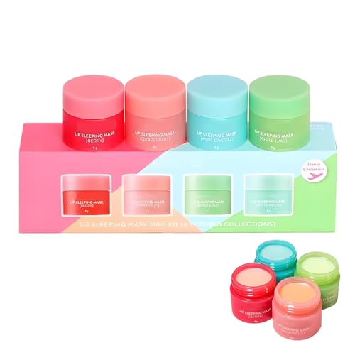 Lippenschlafmaske, 4 Stück Lip Sleeping Mask für Tag & Nacht Lippenpflege, Feuchtigkeitsspendende Lippenmaske Repariert Trockene Rissige Schälende Lippen, Hydrating Lip Balm Set Lippenschlafmaske, 4 Stück Lip Sleeping Mask für Tag & Nacht Lippenpflege, Feuchtigkeitsspendende Lippenmaske Repariert Trockene Rissige Schälende Lippen, Hydrating Lip Balm Set von PUERFOCA