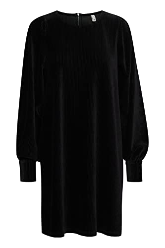 PULZ JEANS PZCAMILIA Dress Damen Freizeitkleid Kleid Cordkleid mit Puffärmeln und Engen Ärmelbündchen A-Line, Größe:S, Farbe:Black Beauty (193911) von PULZ JEANS