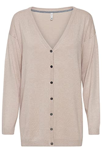 PULZ PZSARA Damen Strickjacke Feinstrick Cardigan Strickcardigan mit V-Ausschnitt Loose Fit, Größe:XXL, Farbe:Smoke Gray Melange (1412091) von PULZ JEANS