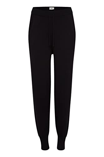 Pulz PZSARA Damen Hose Feinstrick Hose Jogg Pant Relaxhose mit elastischem Bund und Kordelzug Regular Fit, Größe:XL, Farbe:Black Beauty (193911) von Pulz Jeans