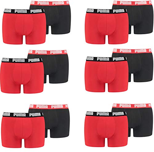 PUMA 12 er Pack Boxer Boxershorts Men Herren Unterhose Pant Unterwäsche (Neu Redblack/Redblack, L) von PUMA