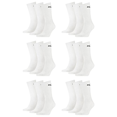 PUMA 18 Paar Sportsocken Tennis Socken Gr. 35-49 Unisex für sie und ihn, Farbe:300 - white, Socken & Strümpfe:39-42 von PUMA