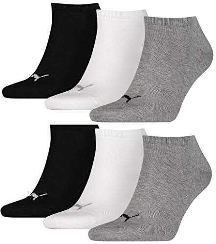 PUMA 6 Paar Sneaker Invisible Socken Gr. 35-49 Unisex für Damen Herren Füßlinge (Grey/White/Black, 43-46) von PUMA