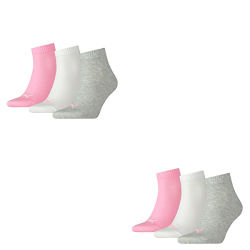 PUMA 6 Paar Unisex Quarter Socken Sneaker Gr. 35-49 für Damen Herren Füßlinge, Farbe:395 - prism pink, Socken & Strümpfe:39-42 von PUMA