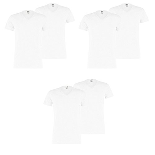 PUMA 6 er Pack Basic V Neck T-Shirt Men Herren Unterhemd V-Ausschnitt, Farbe:300 - White, Bekleidungsgröße:L PUMA 6 er Pack Basic V Neck T-Shirt Men Herren Unterhemd V-Ausschnitt, Farbe:300 - White, Bekleidungsgröße:L von PUMA