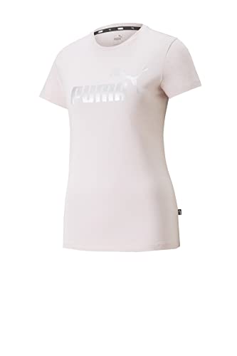 PUMA Damen Essentials+ Metallic Logo T-Shirt, Rosa von PUMA