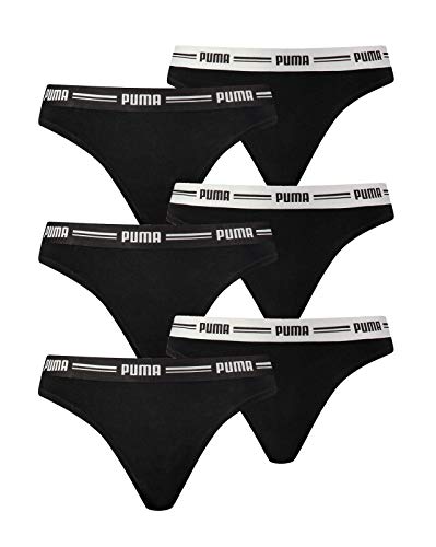 PUMA Damen Iconic String, 6er Pack - Cotton Modal Stretch (3 x 2er Pack), Vorteilspack (S, Schwarz) von PUMA