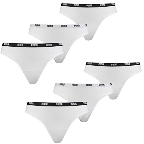 PUMA Damen Unterwäsche Unterhosen 6 String Thong (2x3) im Vorteilspack (White, L) von PUMA