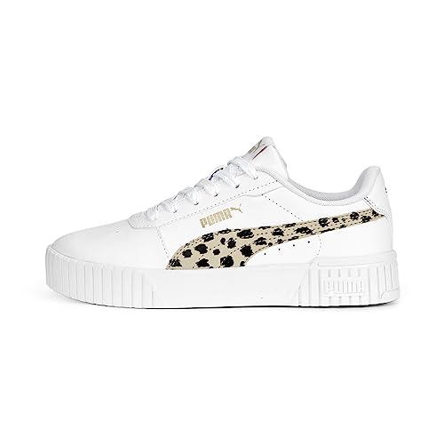 PUMA Girls' Fashion Shoes CARINA 2.0 ANIMAL JR Trainers & Sneakers, PUMA WHITE-GRANOLA-PUMA BLACK-PUMA GOLD, 35.5 von PUMA