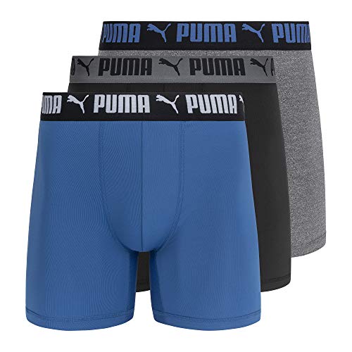 PUMA Herren 3 Pack Athletic Fit Boxer Briefs Retroshorts, Stern Saphir, Small (3er Pack) von PUMA