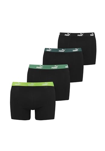 PUMA 4 er Pack Boxer Boxershorts Herren Unterwäsche sportliche Retro Pants, Farbe:Black Green Combo, Bekleidungsgröße:XL von PUMA