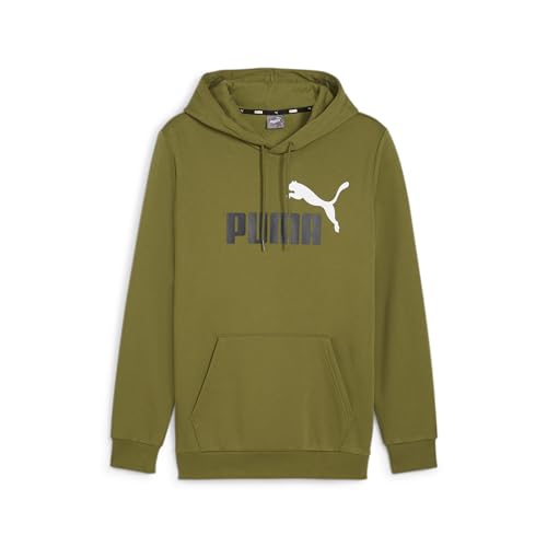 PUMA Herren ESS+ 2 Col Big Logo Hoodie FL Sweat, olivgrün, L von PUMA