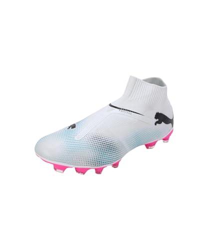 Puma Men Future 7 Match+ Ll Fg/Ag Soccer Shoes, Puma White-Puma Black-Poison Pink, 43 EU von PUMA