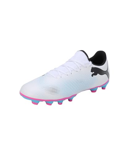 Puma Men Future 7 Play Fg/Ag Soccer Shoes, Puma White-Puma Black-Poison Pink, 42 EU von PUMA