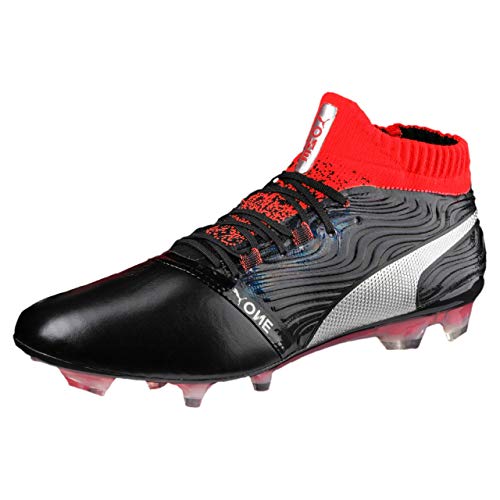 PUMA Herren ONE 18.1 FG Fußballschuhe, Black-Silver-Red von PUMA